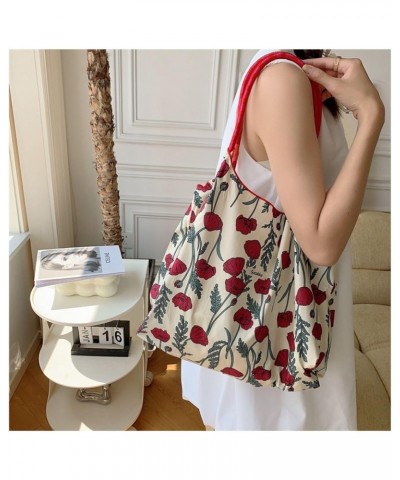 Summer Large-Capacity Hand-Carried Shoulder Bag, Drawstring Shopping Bag, Fresh Floral Tote Bag, Underarm Bag Style5 $10.59 T...