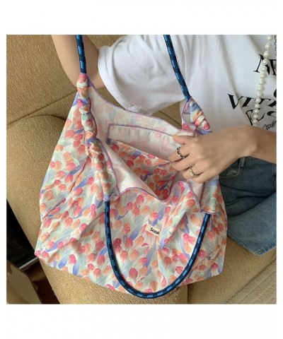 Summer Large-Capacity Hand-Carried Shoulder Bag, Drawstring Shopping Bag, Fresh Floral Tote Bag, Underarm Bag Style5 $10.59 T...