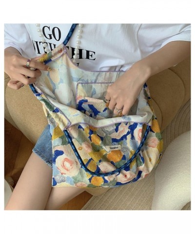 Summer Large-Capacity Hand-Carried Shoulder Bag, Drawstring Shopping Bag, Fresh Floral Tote Bag, Underarm Bag Style5 $10.59 T...