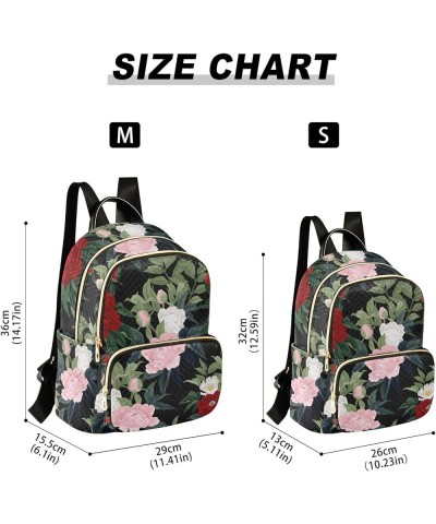 Travel Backpack Purse for Women Fashion Anti-theft Work Casual Red Pink and White Roses Daypack Shoulder Bag Medium Size Smal...