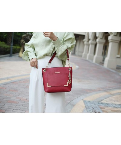 MKF Crossbody Tote Bag for Women, & Wristlet Wallet Purse Set – PU Leather Top-Handle Satchel Shoulder Handbag Red $25.80 Sat...