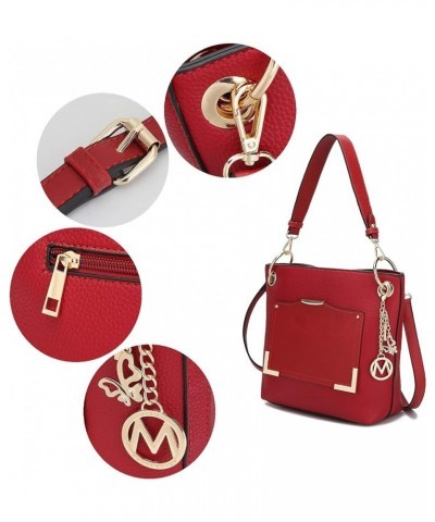 MKF Crossbody Tote Bag for Women, & Wristlet Wallet Purse Set – PU Leather Top-Handle Satchel Shoulder Handbag Red $25.80 Sat...