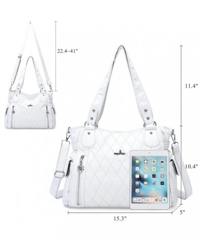 Handbags for Womens Top-Handle Hobo Purse Roomy Casual Shoulder Bags PU Tote Satchel Purse for Womens White-l $26.54 Shoulder...