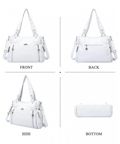 Handbags for Womens Top-Handle Hobo Purse Roomy Casual Shoulder Bags PU Tote Satchel Purse for Womens White-l $26.54 Shoulder...