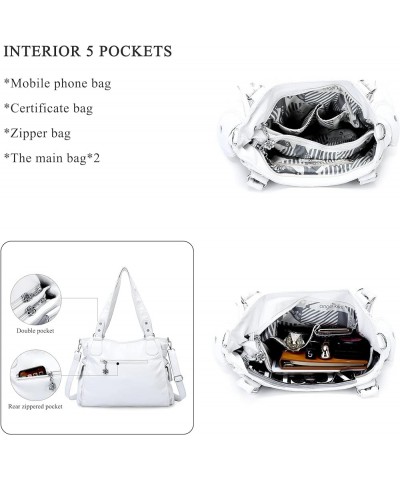 Handbags for Womens Top-Handle Hobo Purse Roomy Casual Shoulder Bags PU Tote Satchel Purse for Womens White-l $26.54 Shoulder...