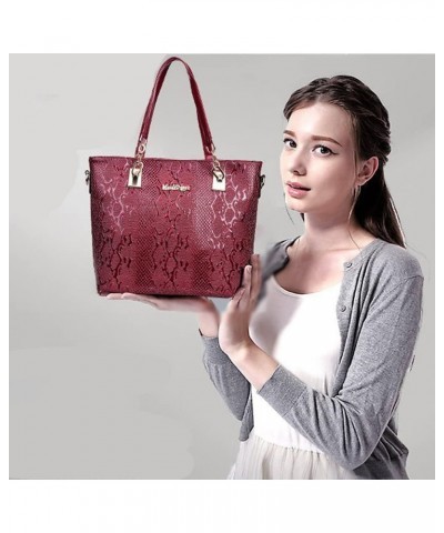 5 Pcs Handbags for Women Patent Leather Tote Bags Set Shoulder Crossbody Bag Satchel Handbag Purses Boston Bag Wallet Red $28...