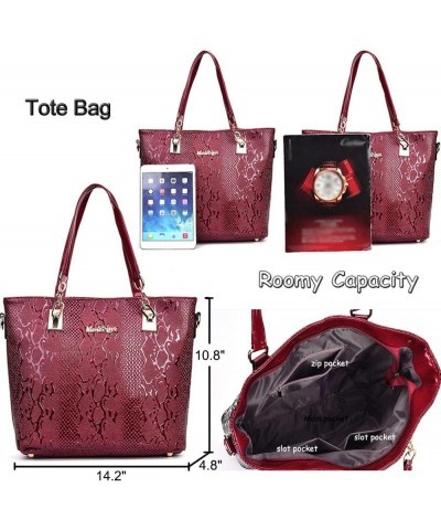 5 Pcs Handbags for Women Patent Leather Tote Bags Set Shoulder Crossbody Bag Satchel Handbag Purses Boston Bag Wallet Red $28...