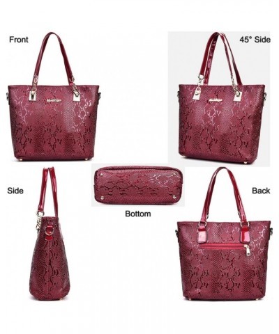 5 Pcs Handbags for Women Patent Leather Tote Bags Set Shoulder Crossbody Bag Satchel Handbag Purses Boston Bag Wallet Red $28...