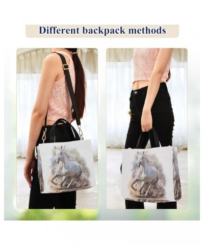 Womens Corduroy Handbag Running White Horse Satchel Bag for Weekender Travel Beach Gym Work Shopping Multi05 $12.92 Totes