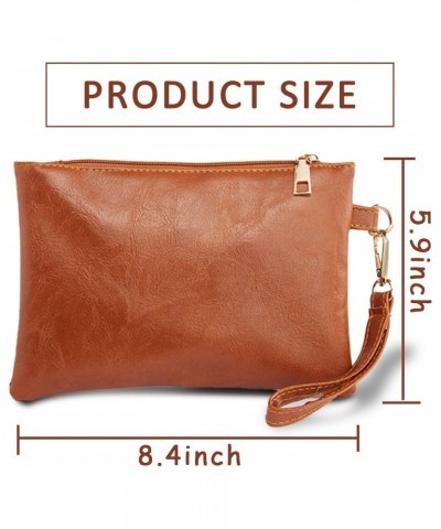 Wristlet Clutch Purses for Women Leather Wallet Purses Brown Small Purse Wristlet Wallet for Women Ladies Gifts 37 $6.50 Wris...