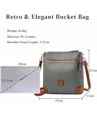 Elegant Bucket Bag Womens Crossbody Phone Bag Ladies Shoulder Bag Gray $22.12 Shoulder Bags