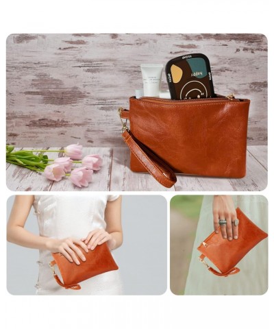 Wristlet Clutch Purses for Women Leather Wallet Purses Brown Small Purse Wristlet Wallet for Women Ladies Gifts 37 $6.50 Wris...