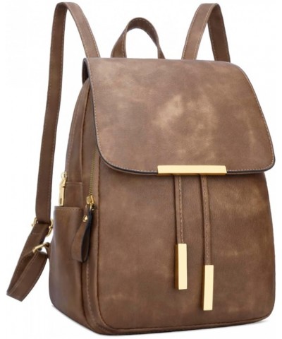 Trendy Leather Backpack Purse for Women and Ladies Shoulder Travel Daypacks Bags (A-Black) Z-khaki $18.72 Backpacks