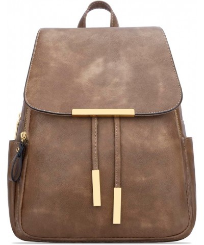 Trendy Leather Backpack Purse for Women and Ladies Shoulder Travel Daypacks Bags (A-Black) Z-khaki $18.72 Backpacks