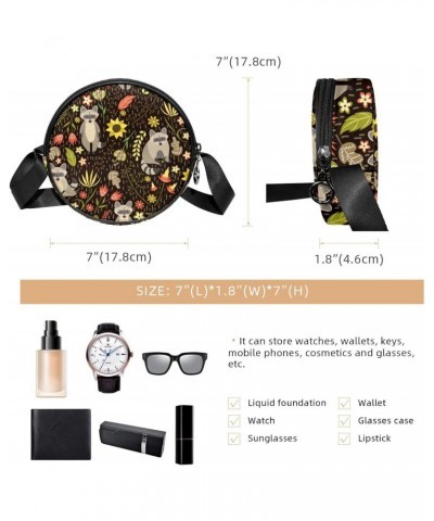 Raccoons Animal Crossbody Bag for Women Teen Girls Round Canvas Shoulder Bag Purse Tote Handbag Bag $11.33 Totes