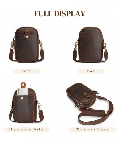 Small Crossbody Bags for Women Trendy RFID Blocking Cross body Bag Leather Cell Phone Wide Strap Shoulder Purses Dark Brown $...