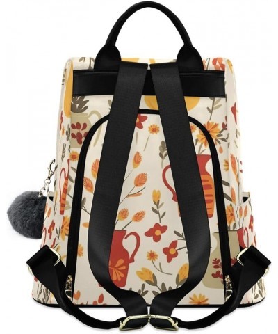 Cute Little Kitten Flowers Women Backpack Purse Anti Theft Design Travel Hiking Camping Rucksack Pack Vase and Flowers $16.49...