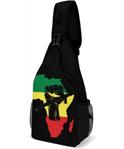 Rasta African American Afro Map Black Pride Sling Bags Men And Women Shoulder Backpack Chest Bag Cross Body Chest Sling Backp...