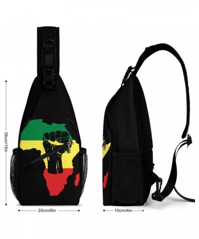 Rasta African American Afro Map Black Pride Sling Bags Men And Women Shoulder Backpack Chest Bag Cross Body Chest Sling Backp...