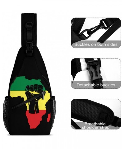 Rasta African American Afro Map Black Pride Sling Bags Men And Women Shoulder Backpack Chest Bag Cross Body Chest Sling Backp...