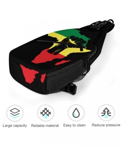 Rasta African American Afro Map Black Pride Sling Bags Men And Women Shoulder Backpack Chest Bag Cross Body Chest Sling Backp...