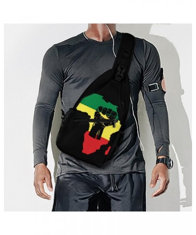 Rasta African American Afro Map Black Pride Sling Bags Men And Women Shoulder Backpack Chest Bag Cross Body Chest Sling Backp...