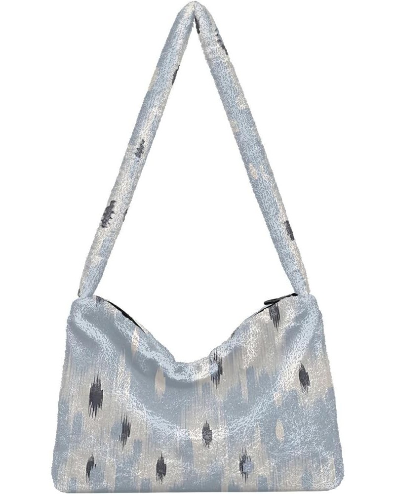 Modern Colorful Tropical Floral Cute Girls Crossbody Hobo Bag, Furry Tote Single Shoulder Bag Abstract Ikat Light Blue $11.96...