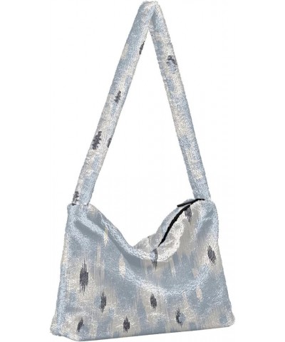 Modern Colorful Tropical Floral Cute Girls Crossbody Hobo Bag, Furry Tote Single Shoulder Bag Abstract Ikat Light Blue $11.96...