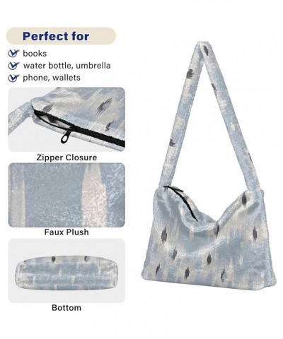 Modern Colorful Tropical Floral Cute Girls Crossbody Hobo Bag, Furry Tote Single Shoulder Bag Abstract Ikat Light Blue $11.96...