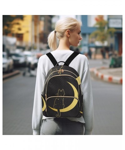 Cute Cat Crescent Moon Small Backpack Purse for Women Travel Bag Fashion Daypack Back Pack Shoulder Bag Medium Cat $15.40 Bac...