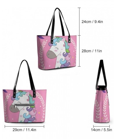 Womens Handbag Unicorn Leather Tote Bag Top Handle Satchel Bags For Lady $14.35 Totes