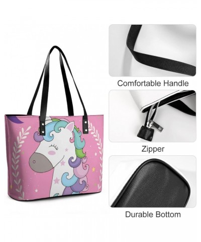 Womens Handbag Unicorn Leather Tote Bag Top Handle Satchel Bags For Lady $14.35 Totes