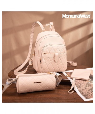 Small Backpack Purse for Women Anti Theft Backpack with Secured Zipper & Tassel 3pcs Tan $12.32 Backpacks