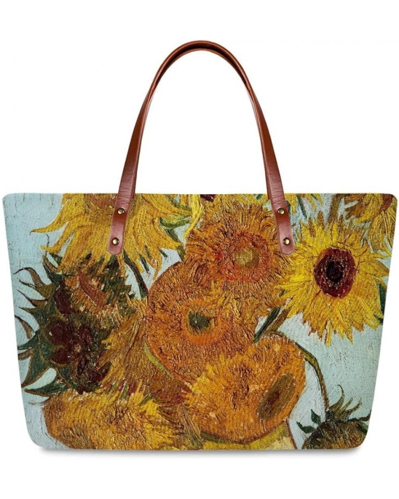 Women's Tote Shoulder Bags Van Gogh Art 3D Printed Top Handle Satchel Handbags Twelve Sunflowers 1 $23.77 Totes