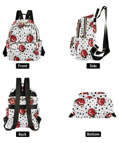 Travel Backpack Purse for Women Fashion Anti-theft Work Casual Ladybird Black Polka Dot Daypack Shoulder Bag Medium Size Medi...