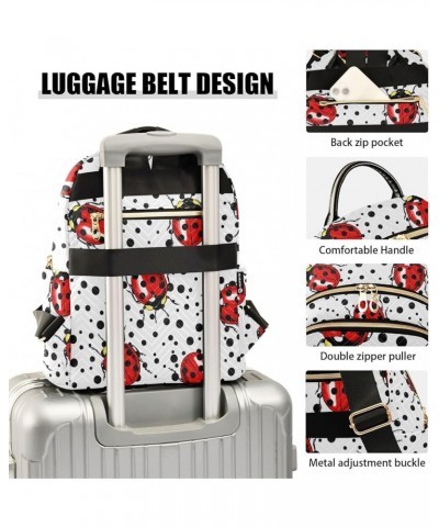 Travel Backpack Purse for Women Fashion Anti-theft Work Casual Ladybird Black Polka Dot Daypack Shoulder Bag Medium Size Medi...