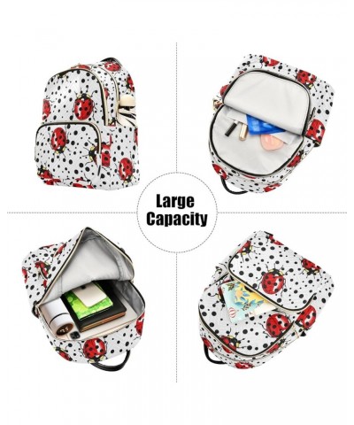 Travel Backpack Purse for Women Fashion Anti-theft Work Casual Ladybird Black Polka Dot Daypack Shoulder Bag Medium Size Medi...