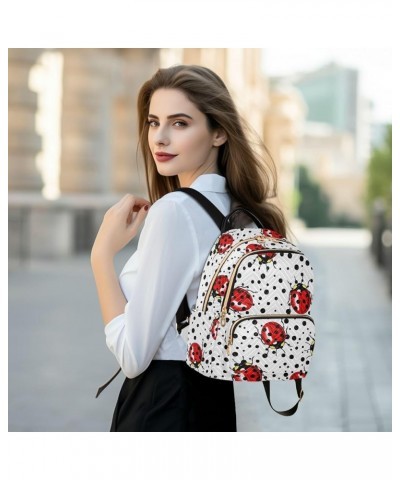 Travel Backpack Purse for Women Fashion Anti-theft Work Casual Ladybird Black Polka Dot Daypack Shoulder Bag Medium Size Medi...