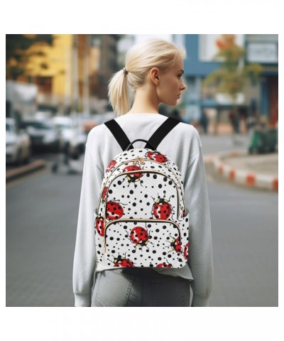 Travel Backpack Purse for Women Fashion Anti-theft Work Casual Ladybird Black Polka Dot Daypack Shoulder Bag Medium Size Medi...