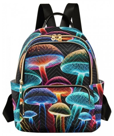 Medium Fashion Backpack for Women Glowing Mushrooms Print Ladies Travel Daypack Aesthetic Shoulder Bag 11.4×6.1×14.1 IN $18.7...