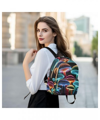 Medium Fashion Backpack for Women Glowing Mushrooms Print Ladies Travel Daypack Aesthetic Shoulder Bag 11.4×6.1×14.1 IN $18.7...