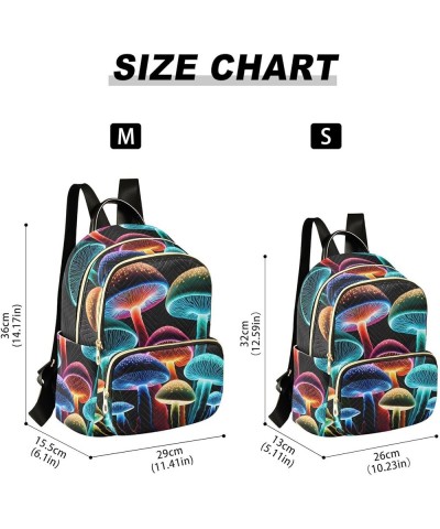 Medium Fashion Backpack for Women Glowing Mushrooms Print Ladies Travel Daypack Aesthetic Shoulder Bag 11.4×6.1×14.1 IN $18.7...