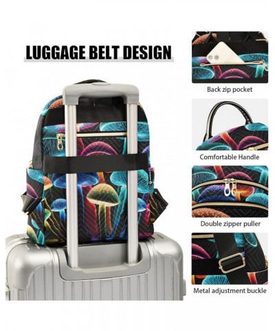 Medium Fashion Backpack for Women Glowing Mushrooms Print Ladies Travel Daypack Aesthetic Shoulder Bag 11.4×6.1×14.1 IN $18.7...