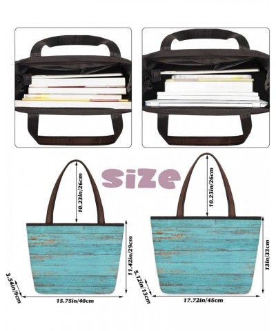 Wooden Teal Pattern(1) Large Tote Bag For Women Shoulder Handbags with Zippper Top Handle Satchel Bags for Shopping Travel Gy...