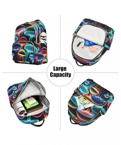 Medium Fashion Backpack for Women Glowing Mushrooms Print Ladies Travel Daypack Aesthetic Shoulder Bag 11.4×6.1×14.1 IN $18.7...