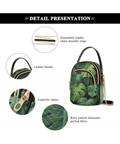 Walls Hand Painted Women's Crossbody Bag, Triple Compartment Crossbody Bag, Crossbody Purses for Women Travel Monstera Leaves...