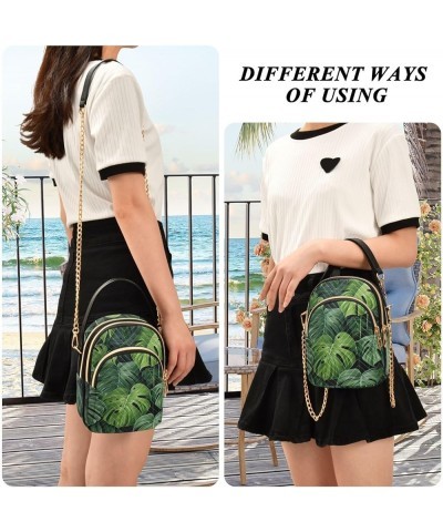 Walls Hand Painted Women's Crossbody Bag, Triple Compartment Crossbody Bag, Crossbody Purses for Women Travel Monstera Leaves...