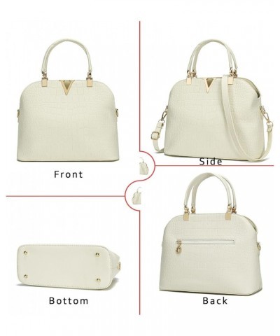 Women classics Top Handle Handbag Crossbody Casual Purse Satchel Tote B White $22.39 Shoulder Bags