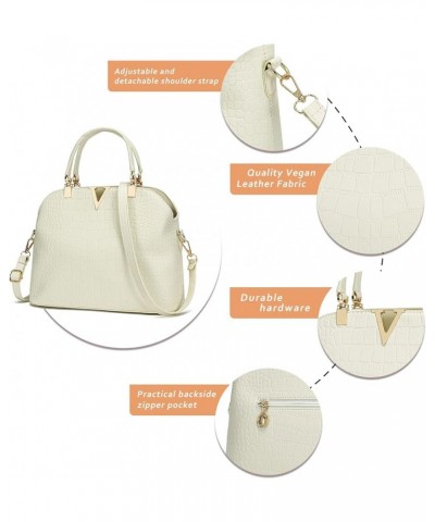 Women classics Top Handle Handbag Crossbody Casual Purse Satchel Tote B White $22.39 Shoulder Bags