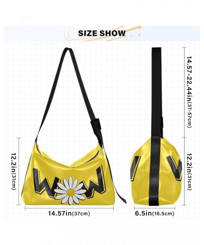 Wow Daisy Flower Floral Yellow Womens Tote Bag Leather Shoulder Bag For Women Men Large Hobo Cross Body Bags Handbag $18.69 T...